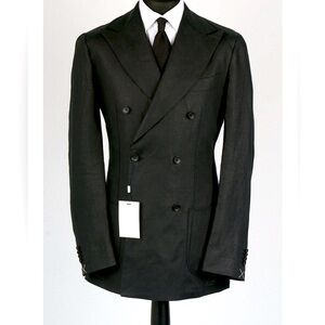 Black Double Breasted SUITSUPPLY Havana Linen Suit